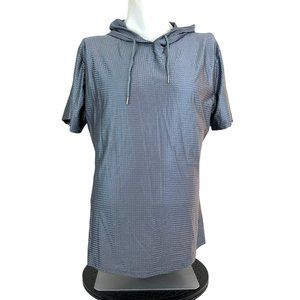 COOFANDY Gray Hooded Short Sleeve Textured Pullover